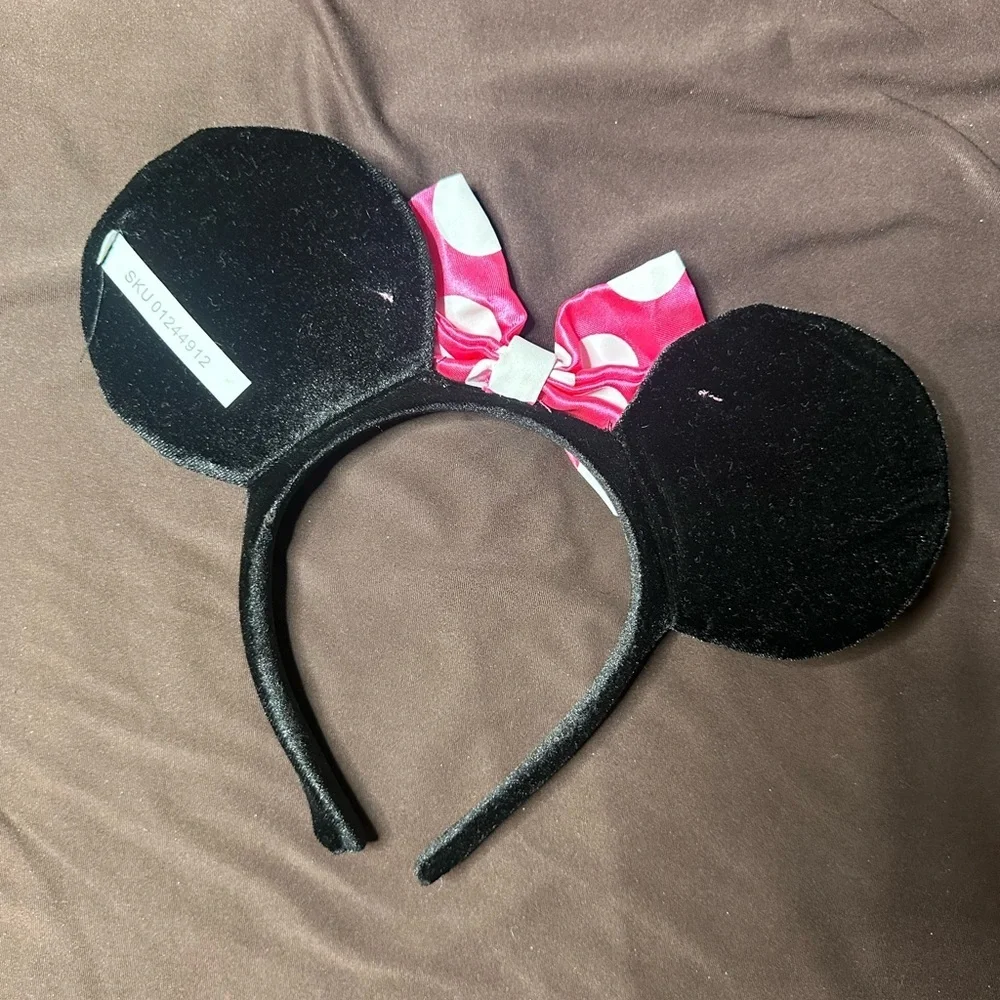 Disney Mickey Mouse Ears Headband with Pink Polka Dot Bow